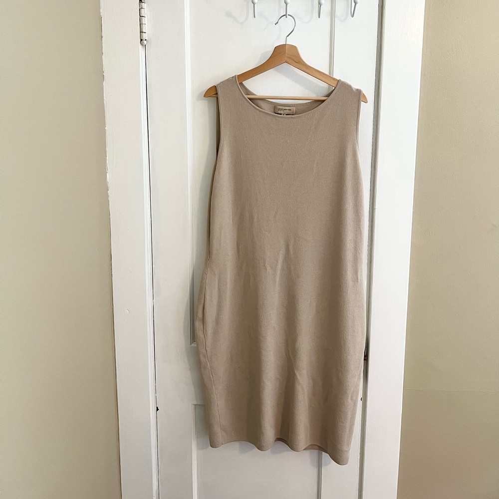 Vintage knit minimalist lagenlook neutral nude dress